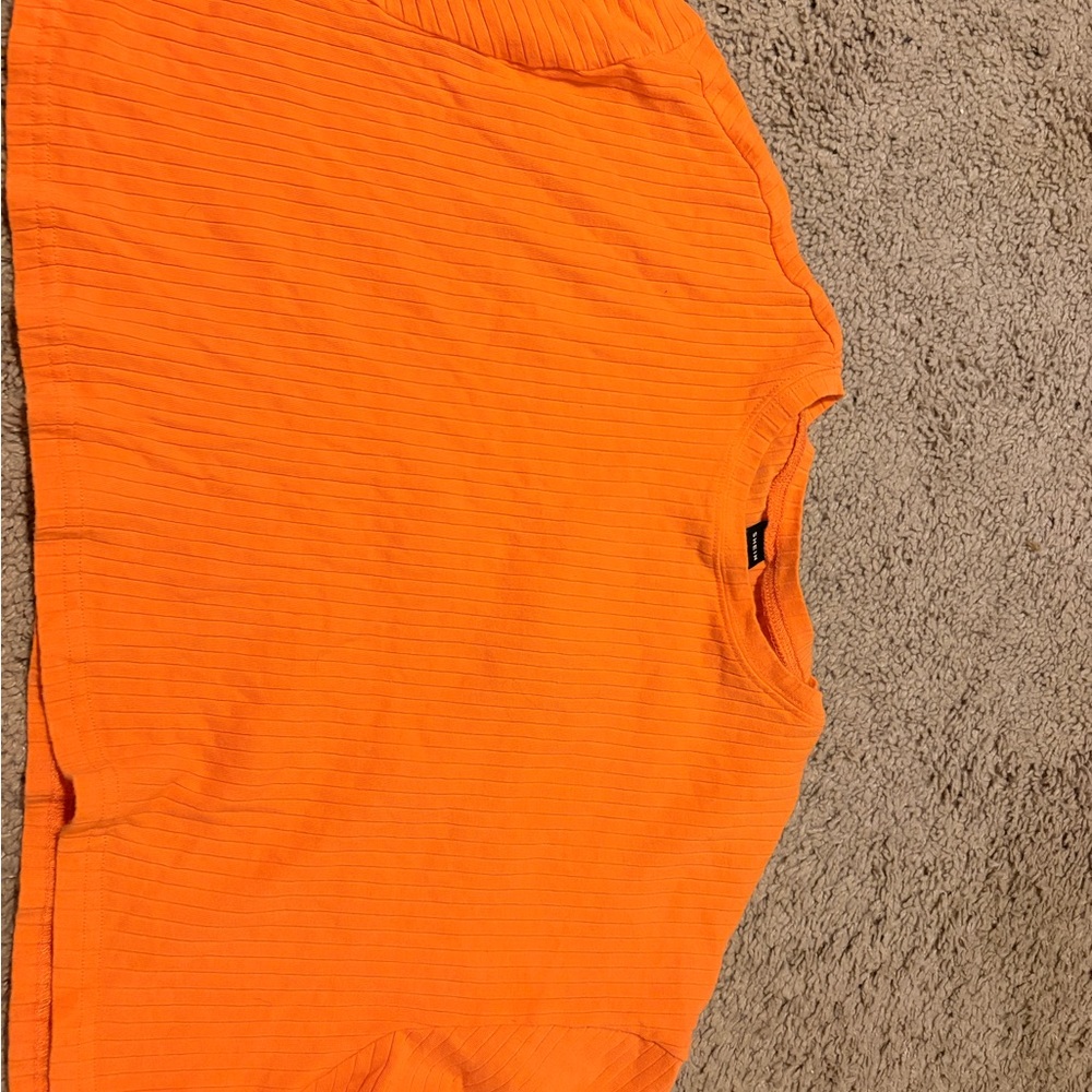 Bright Orange Ribbed T-Shirt